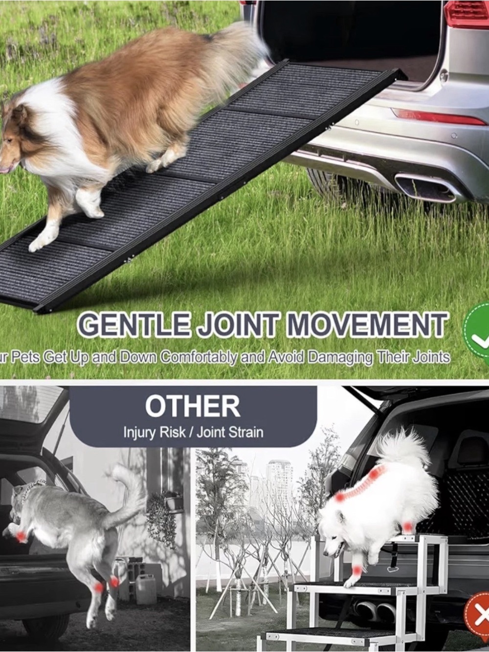 Folding Black Pet Ramp for Cars - Easy Access for Dogs